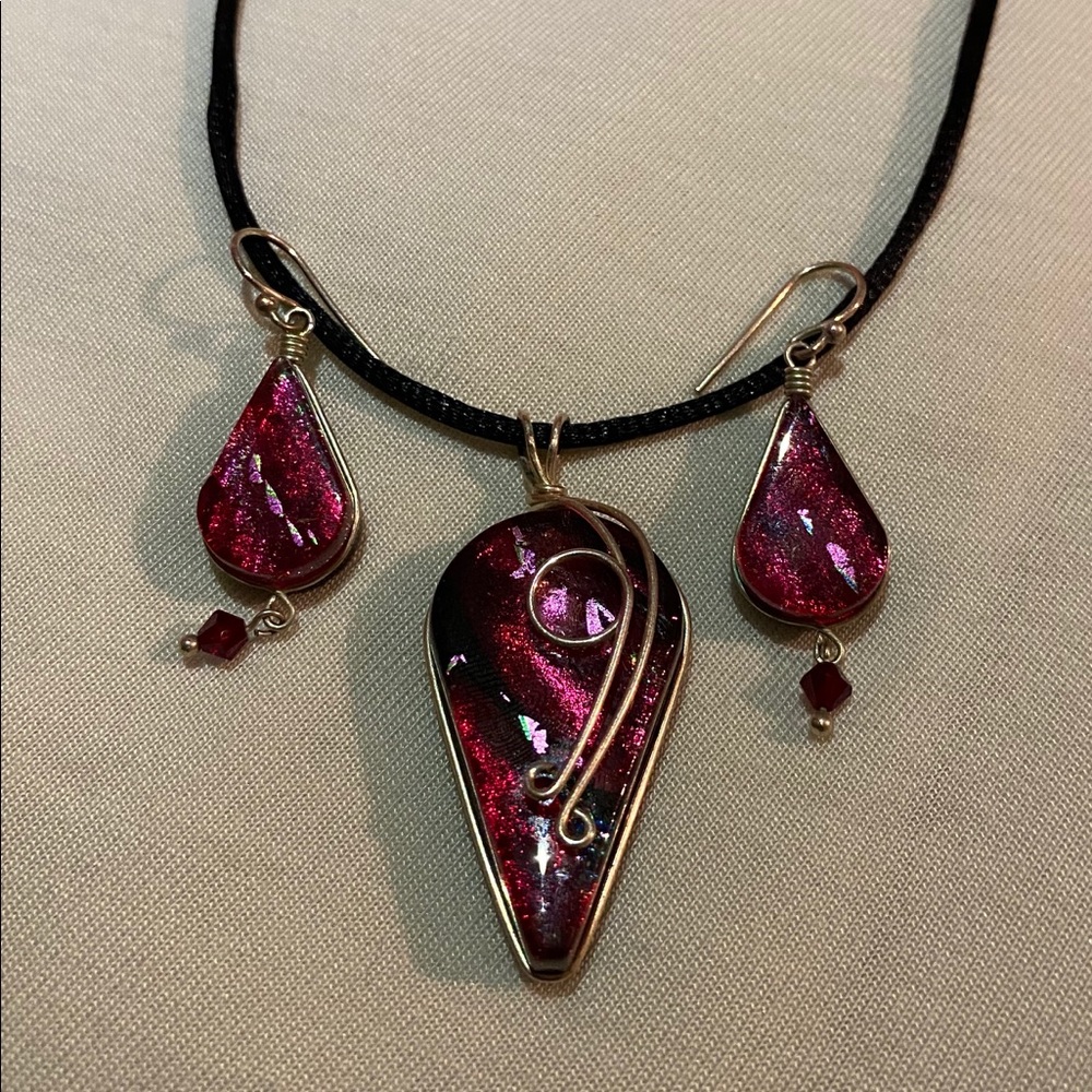 Handcrafted Dichroic Glass Jewelry Set